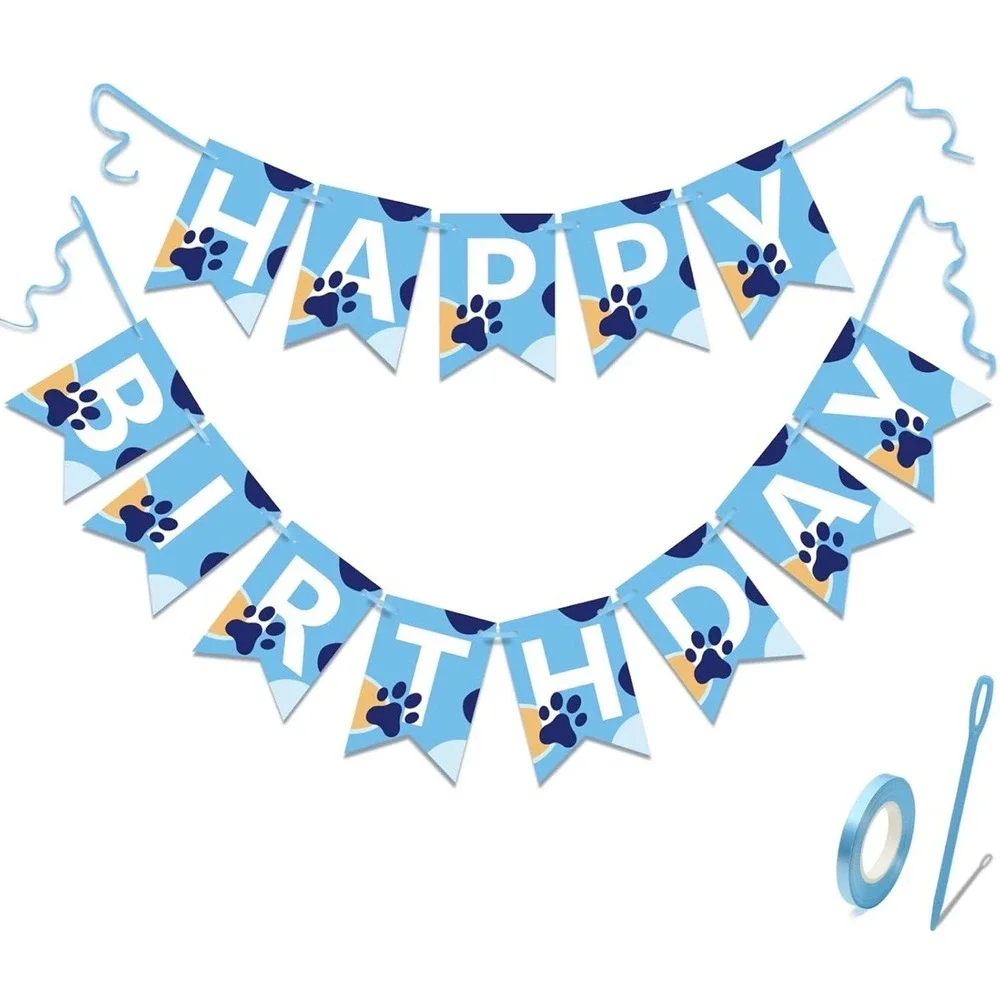 New Dog Paw Print Happy Birthday‎ Banner Party Decoration Garland Bunting